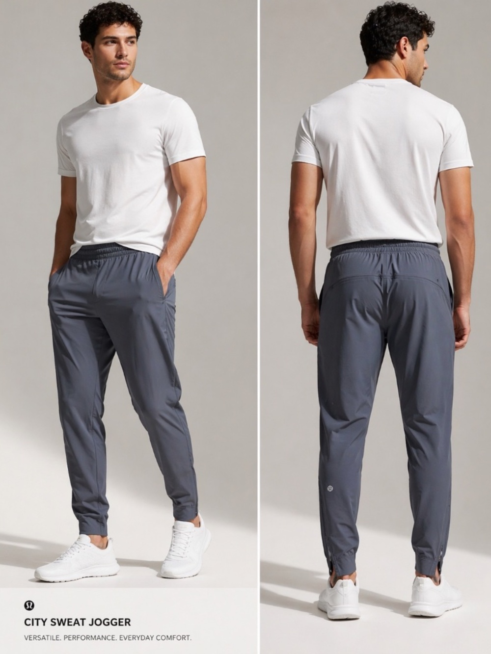 Lululemon Men’s Gray Tapered Joggers L Zip Cuff Athletic Pants 30x29
